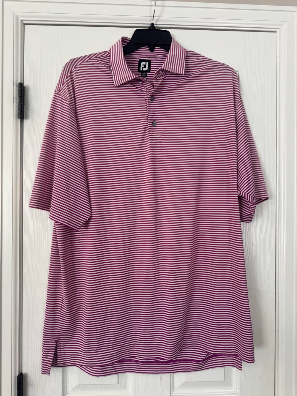 FootJoy performance golf polo shirt XL Pink and White Stripe